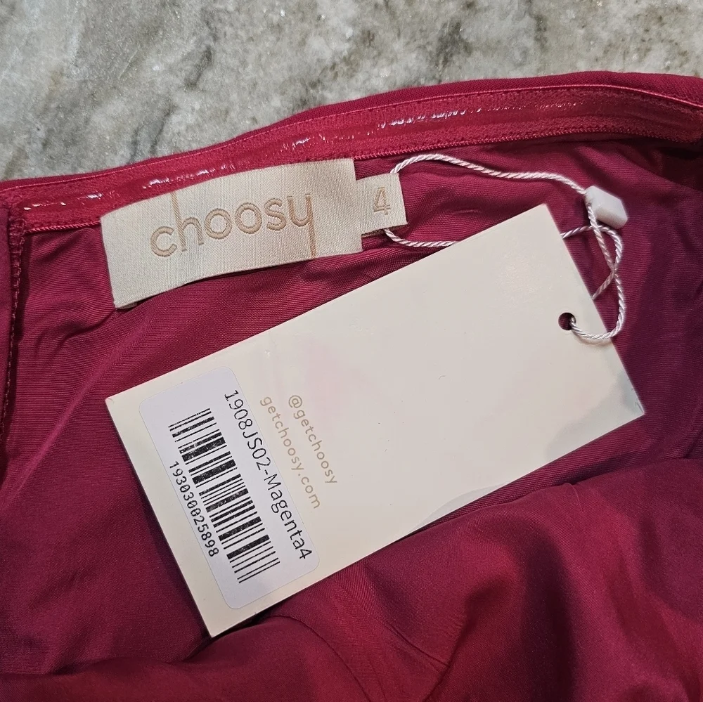 Choosy Magenta Puff Sleeve Belted Romper Size 4 NWT